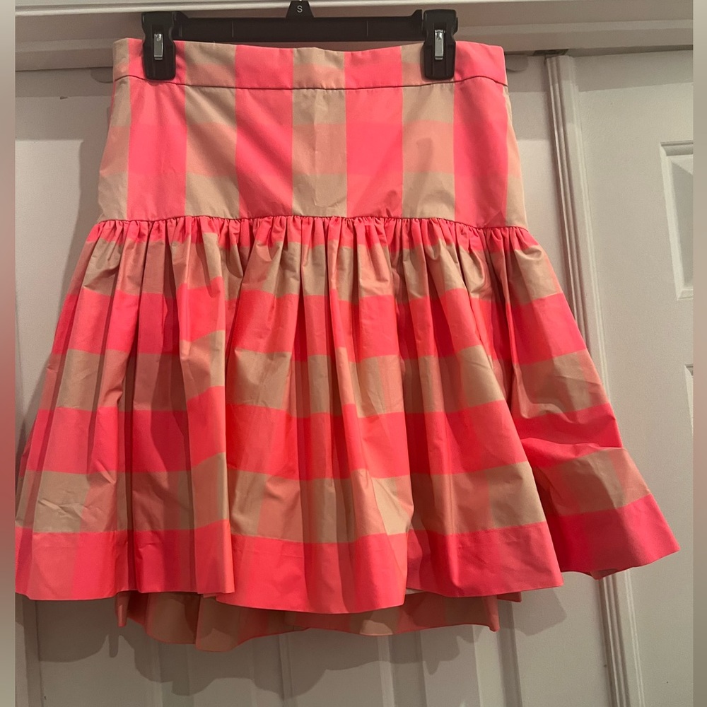 J. Crew Pink Striped Taffeta Hot Pink striped drop waist skirt.size 4